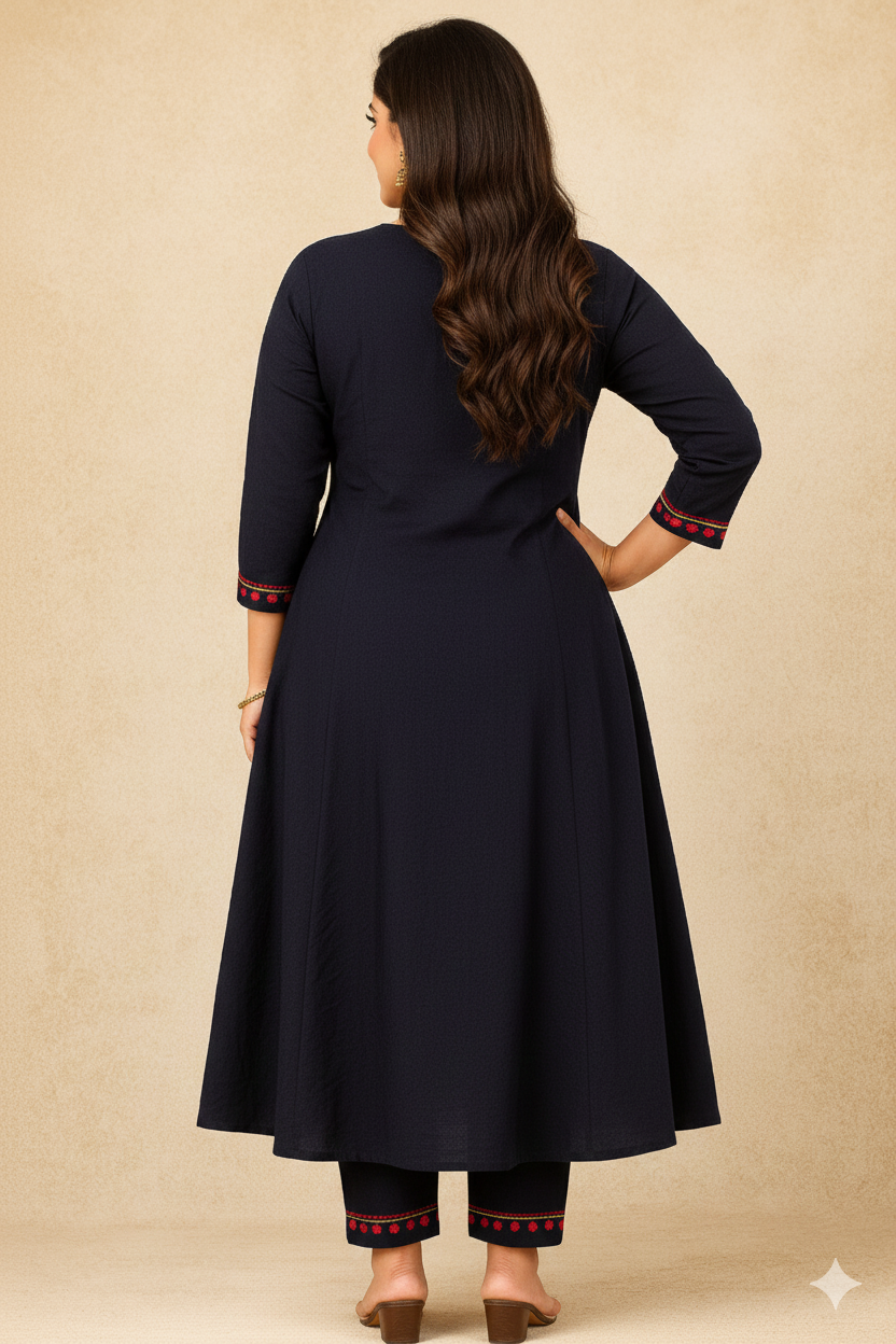 Black Embroidered Anarkali Kurti – Classic Elegant Ethnic Wear